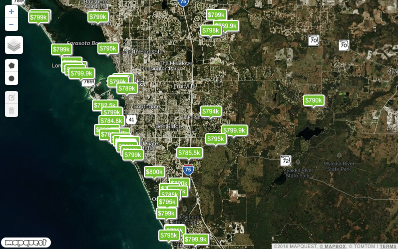 Map Search Sarasota homes for sale